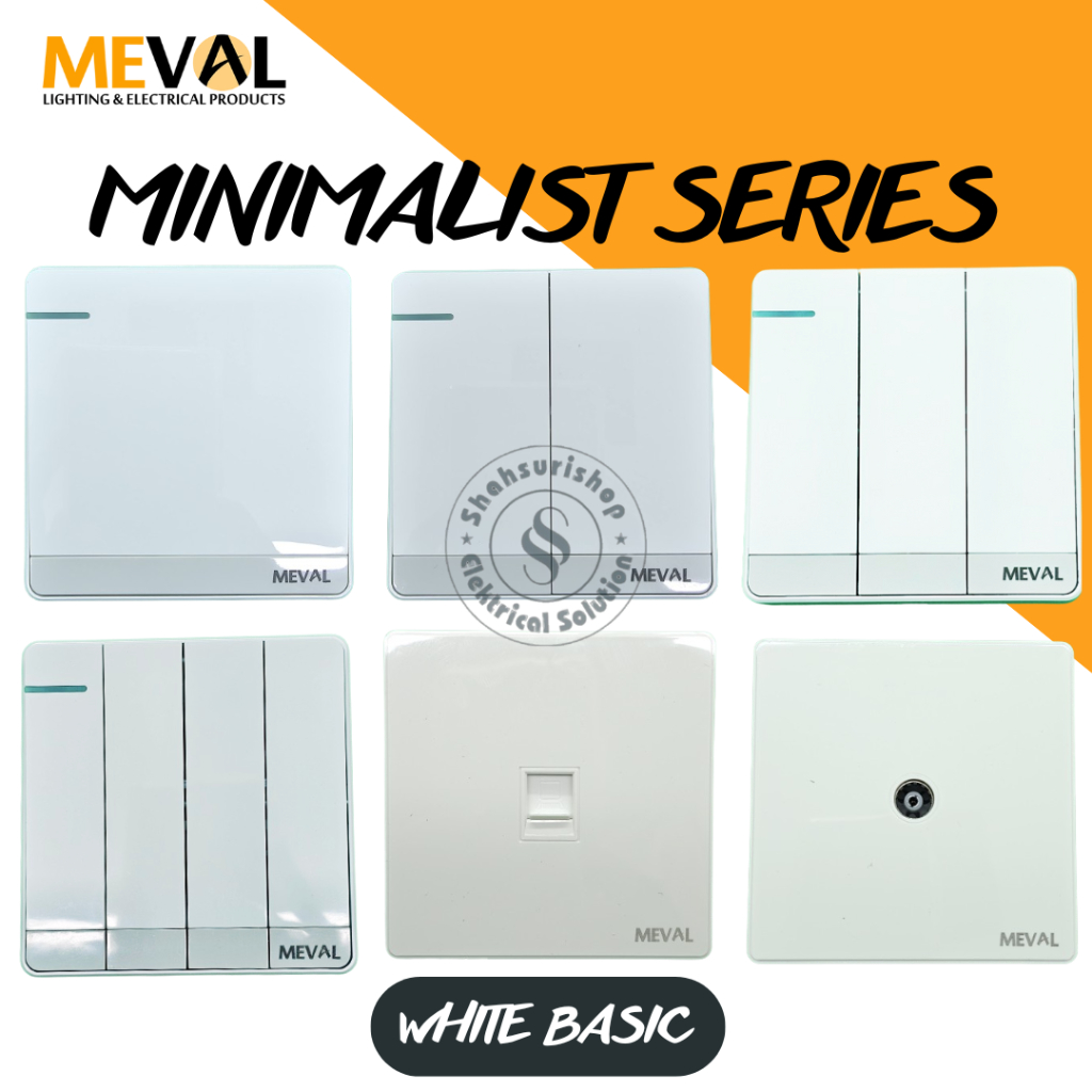 Jual MEVAL SAKLAR SWITCH & SOCKET MINIMALIST SERIES WHITE BASIC SAKLAR ...