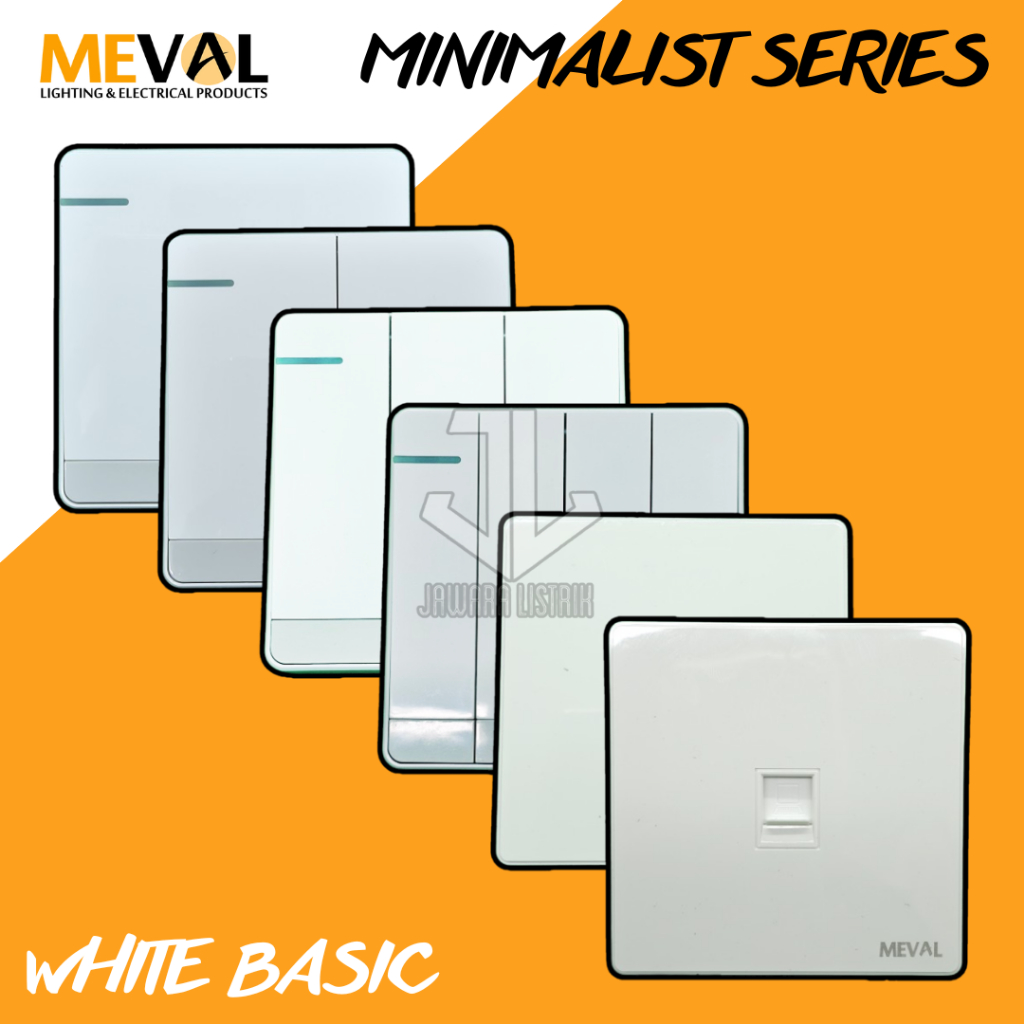 Jual MEVAL SWITCH & SOCKET MINIMALIST SERIES PUTIH SAKLAR WARNA WHITE ...