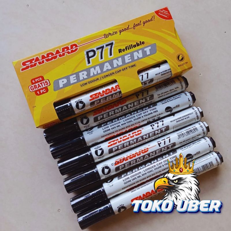 Jual Spidol Standard Permanent P77 1 box isi 6pcs+1pcs | Shopee Indonesia