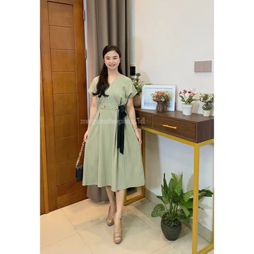 Meganshoping Gladys Dress Midi Casual Gaya Korea Fashion Wanita