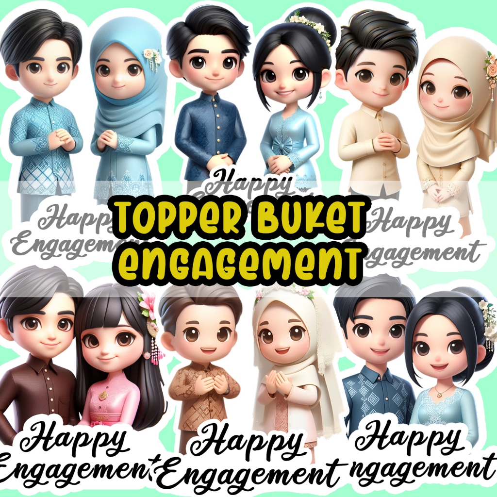Jual TOPPER ENGAGEMENT/ PERTUNANGAN UNTUK BUKET ATAU KUE ISI 9 | Shopee ...