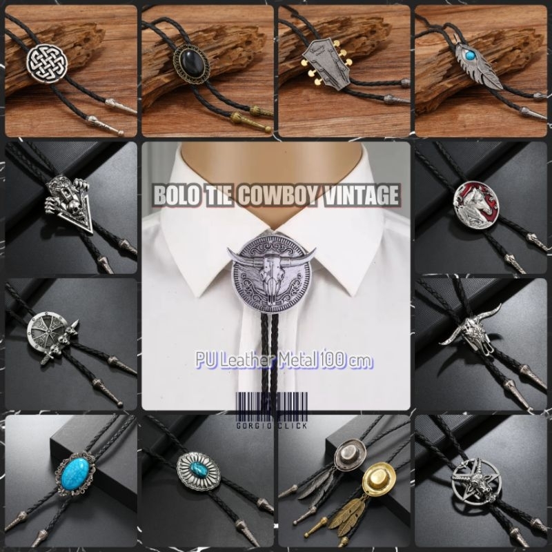 WEBEEDY Bolo Tie Falcone Fatto A Mano - Cravatta Western Con Ciondolo In Lega E Corda In Pelle Regolabile - Accessorio Uomo Regalo - 4
