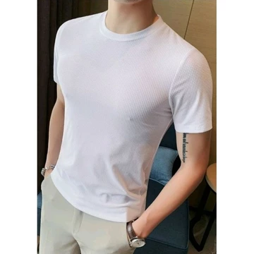 Kaos Polos Premium Waffle Kaos Lengan Pendek Kaos Oblong Pria Wanita Tebaru