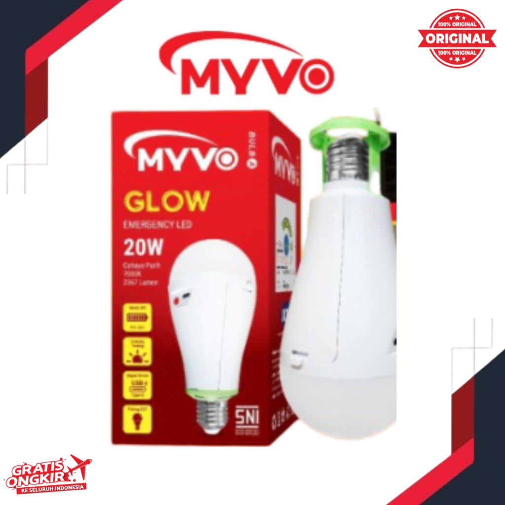 Jual MYVO GLOW 20W 20 WATT AC/DC Lampu Emergency LED Bulb Lampu Darurat ...