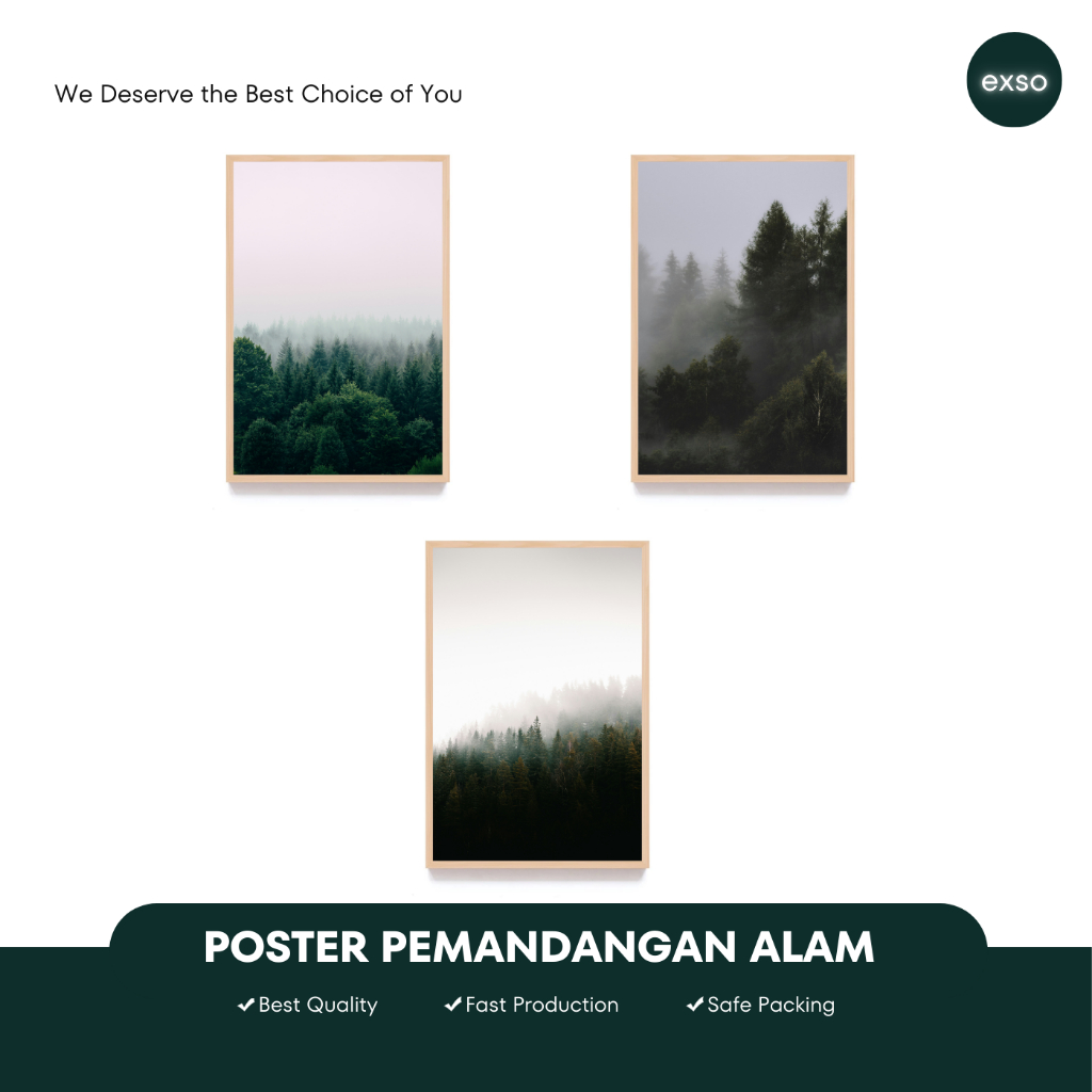Jual Poster Pemandangan Alam Frame Kayu Forest Wall Decor | Hiasan ...