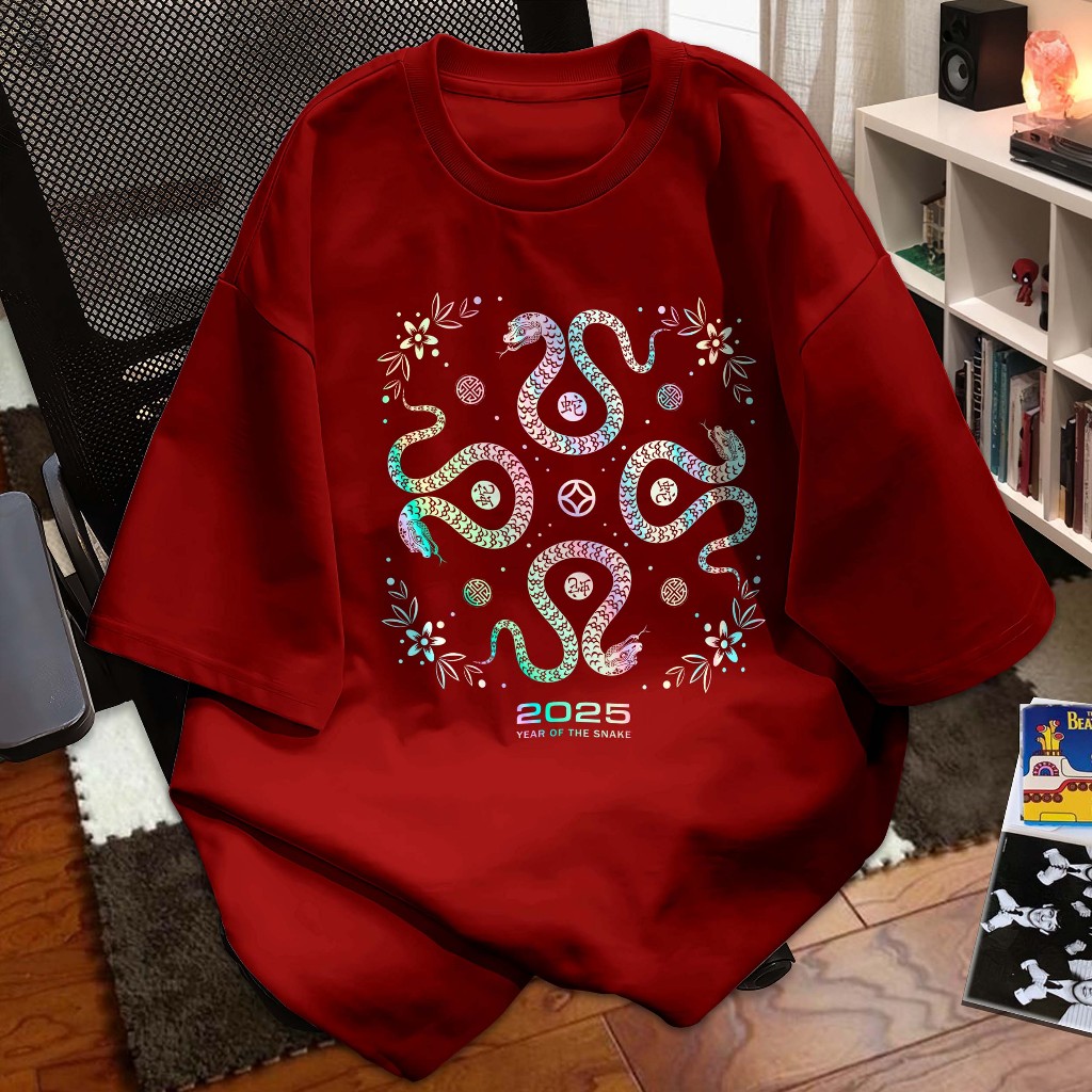 Jual LYKKE Kaos Imlek 2025 Gong Xi Fa Cai | Four Snake And Flowers ...
