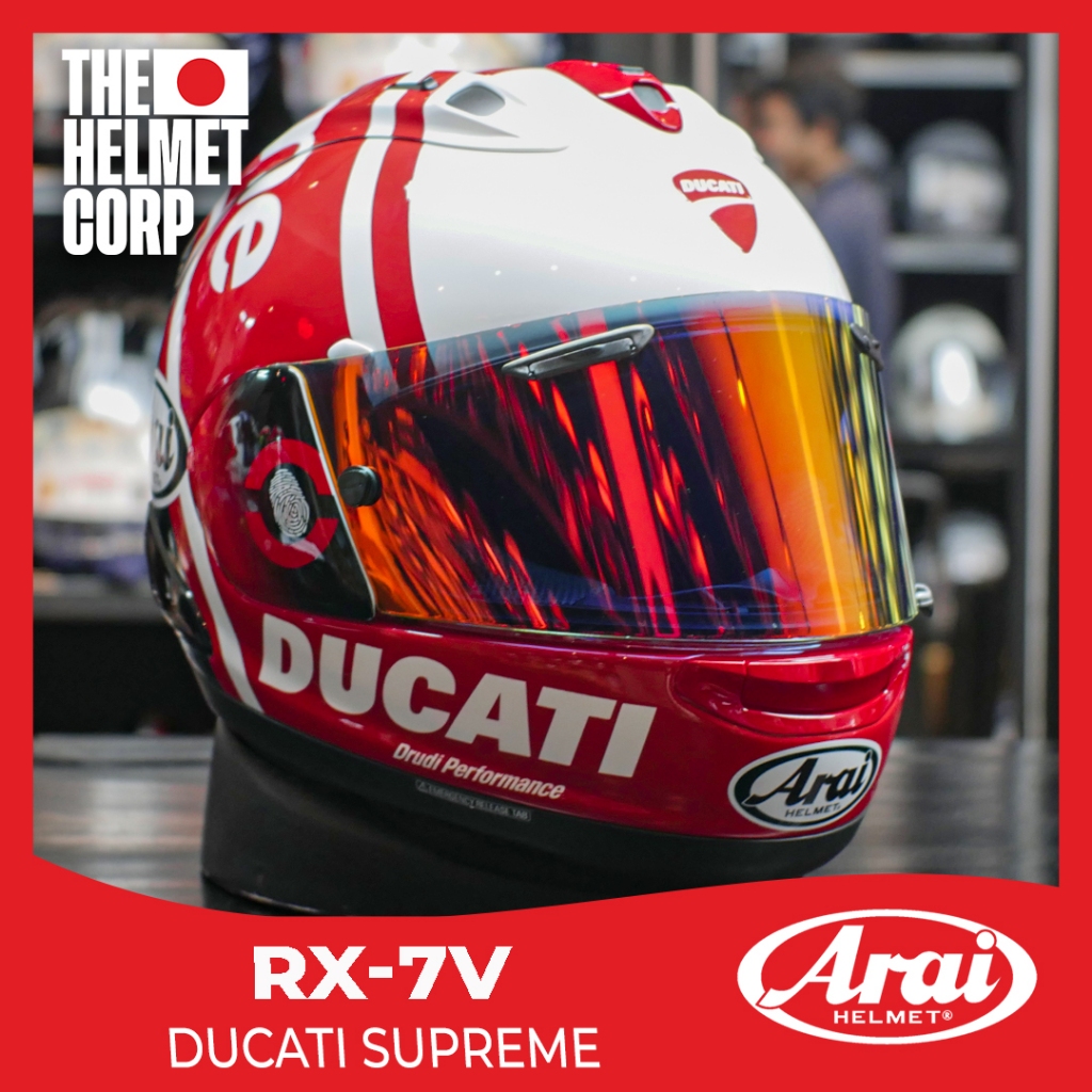 Jual HELM RX7V EVO DUCATI SUPREME RX-7V FULLFACE HELMET RX-7V WHITE/RED ...