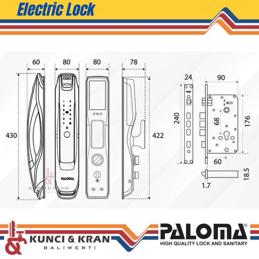 Jual Smart Lock Paloma DLP6000 PLM SMART DL PULL/PUSH V-CALL TUYA ...