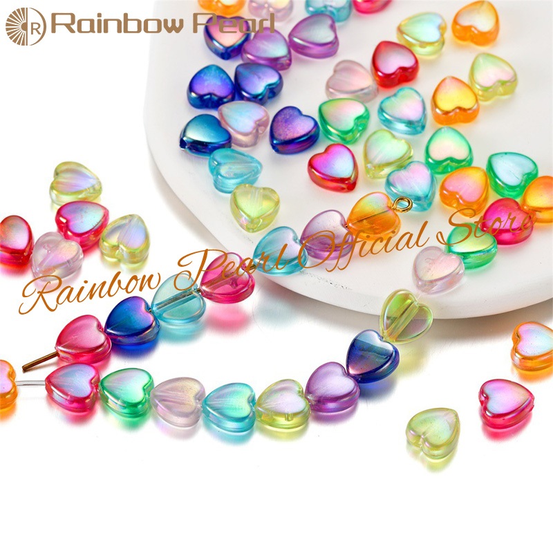 Jual Rainbow Pearl - [50PCS] - Manik-Manik Hati Transparan Heart Love ...