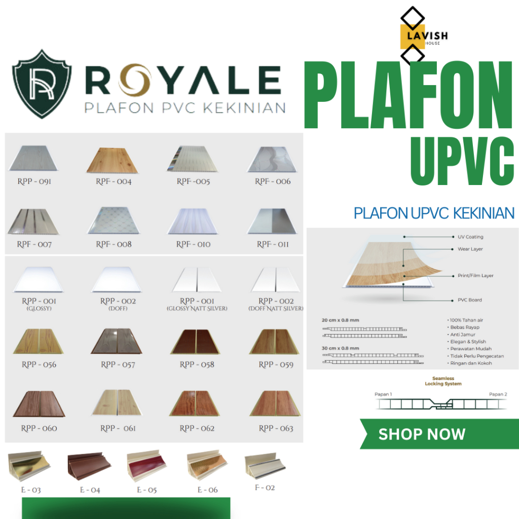 Jual PLAFON UPVC PLAFON PVC PLAFON ANTI RAYAP PLAFON UPVC ROYALE PLAFON ...
