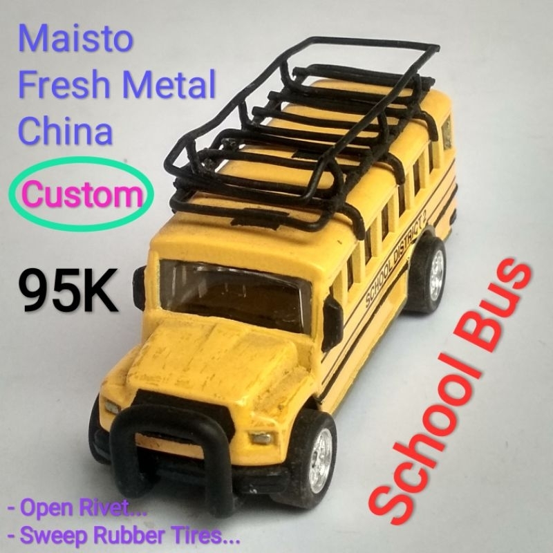 Jual Diecast Maisto Fresh Metal School Bus Custom Roof Rack ban Karet ...