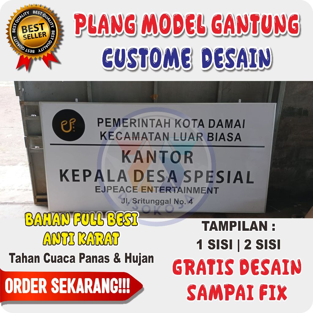 Jual PLANG CUSTOME 200x100cm TANPA TIANG / PLANG GANTUNG BEBAS DESAIN ...