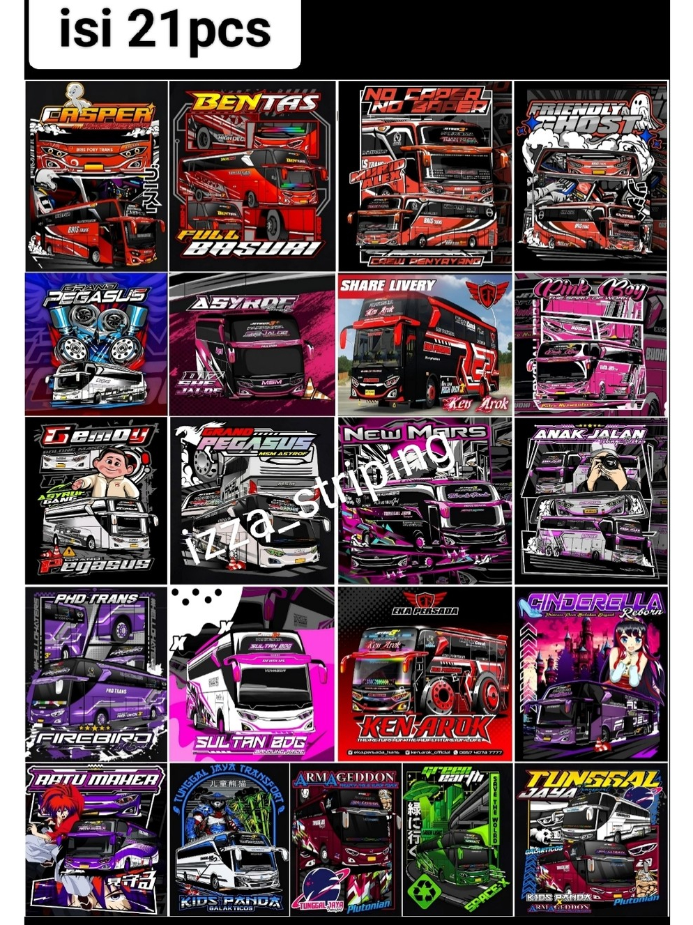 Jual STIKER BUS BASURI ISI 45 BIJI BAHAN VYNIL(ANTI AIR) | STIKER BUS ...