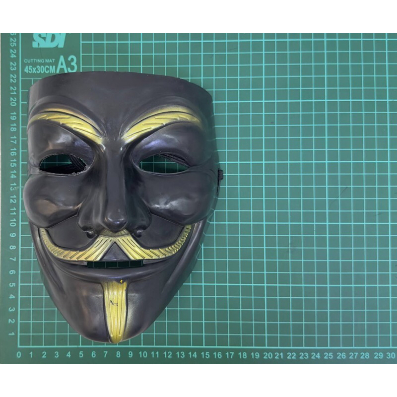 Jual Topeng Anonymous Hitam Gold Hacker Mask | Shopee Indonesia