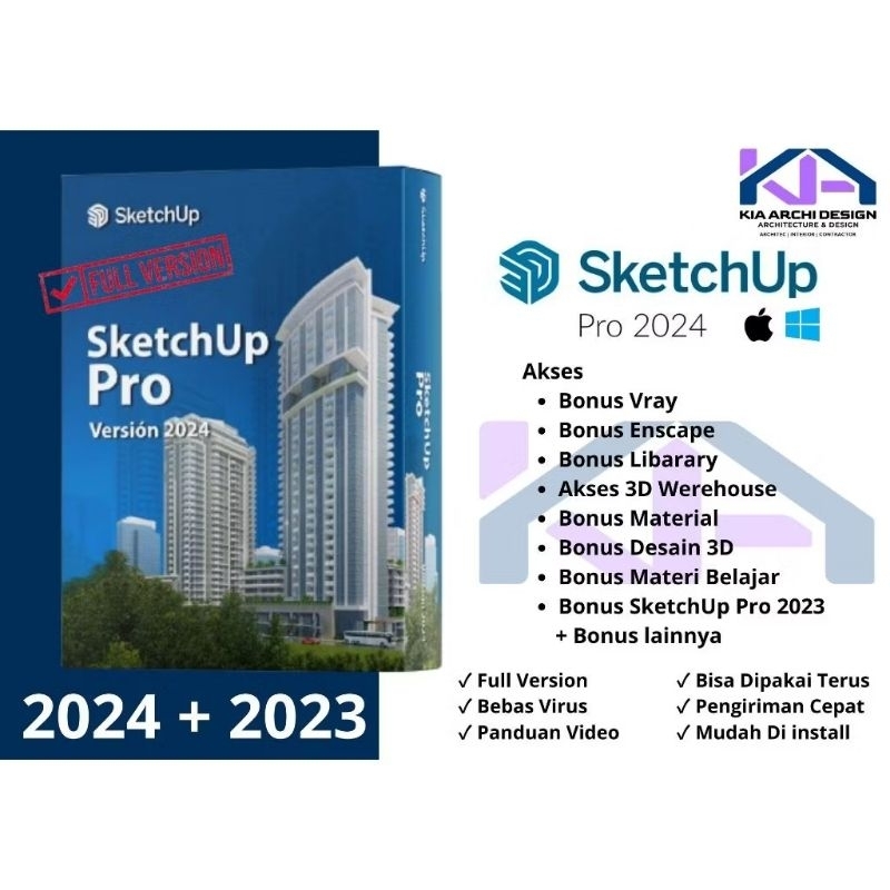 Jual SketchUp Pro 2024 + Bonus SketchUp 2023 + Vray + Enscape, Full ...