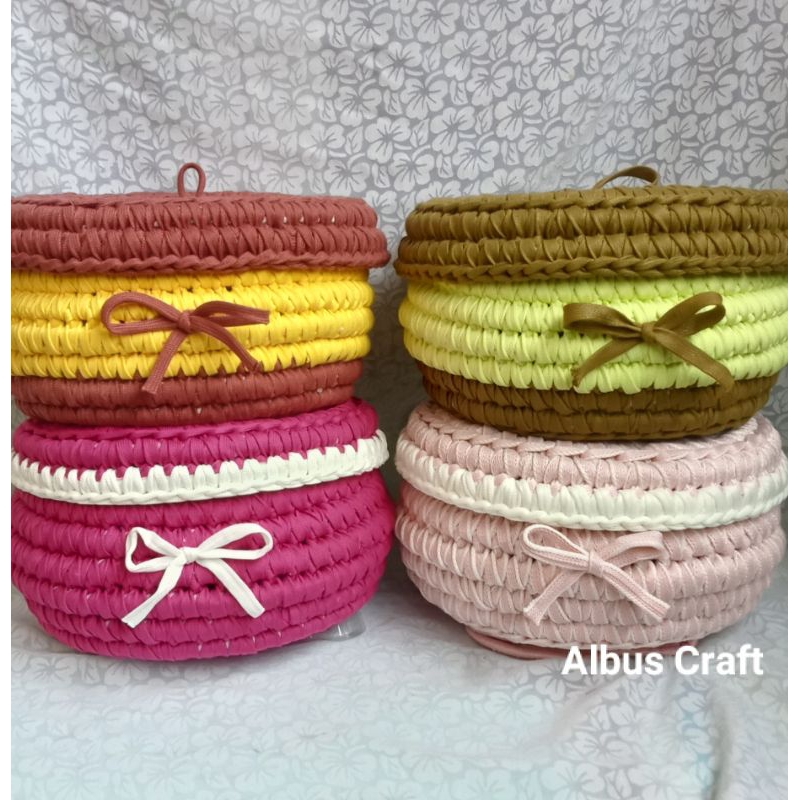 Jual Keranjang Rajut Bulat Plus Tutup | Shopee Indonesia