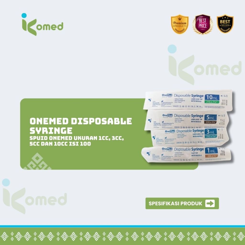 Jual Onemed Disposable Syringe|| SPUID ONEMED ukuran 1cc, 3cc, 5cc dan ...