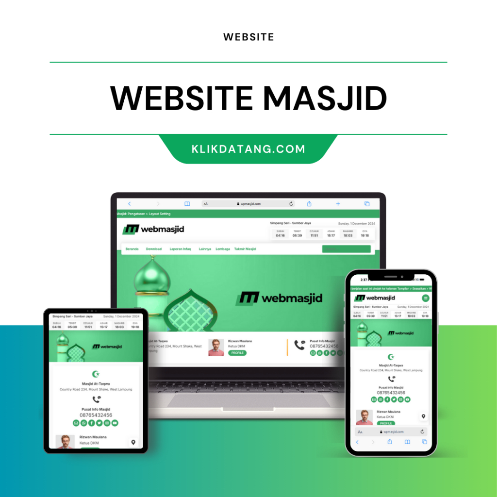 Website Masjid dan Organisasi dengan Fitur Info Jadwal Adzan Laporan Infaq Pengurus Takmir 1 Tahun