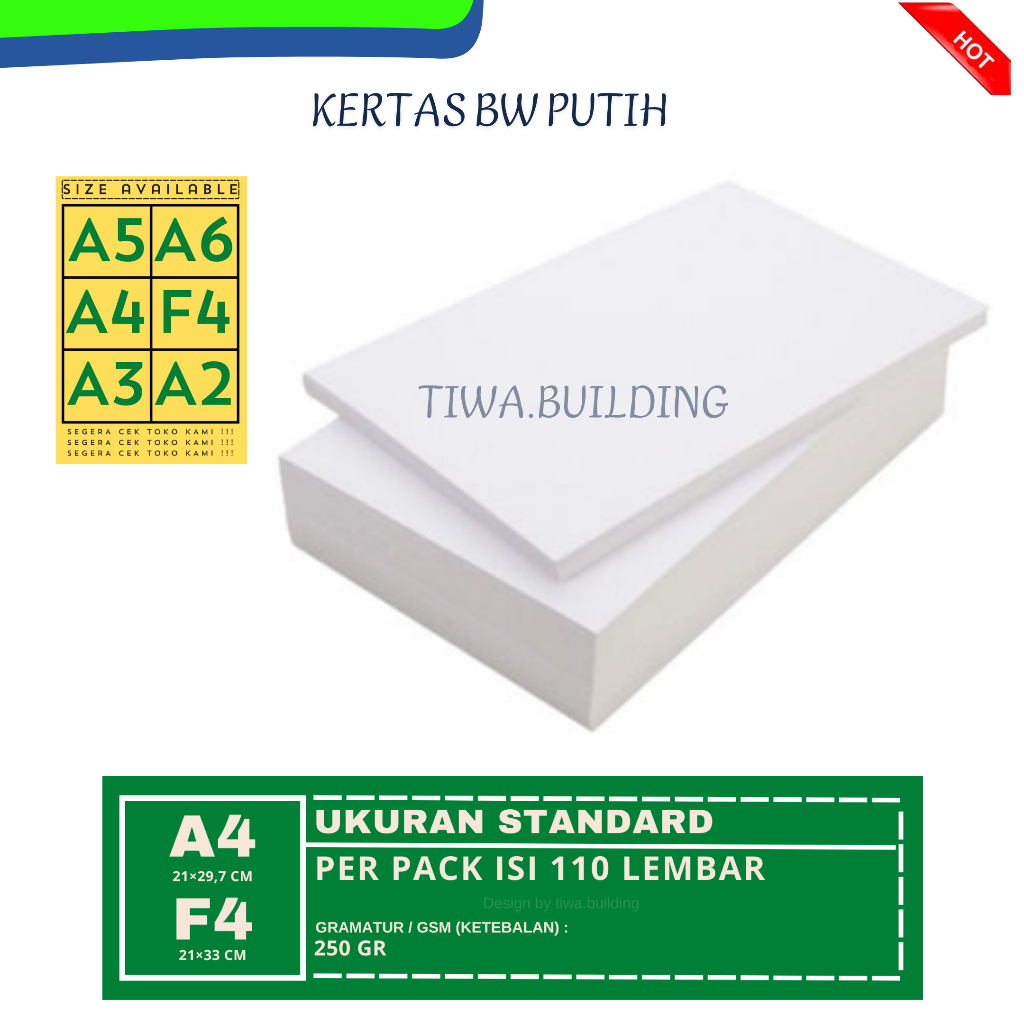 Jual KERTAS BLUES WHITE (BW) UKURAN A4 PERPACK ISI 110 LEMBAR | Shopee ...