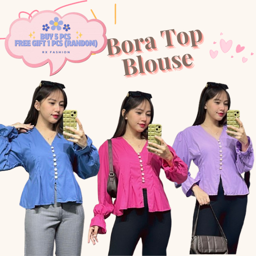 RX FASHION - BORA TOP BLOUSE WANITA KOREA KATUN TWISTCONE / ATASAN KANTOR WANITA KASUAL / BLOUSE ELEGAN KOREA -PN
