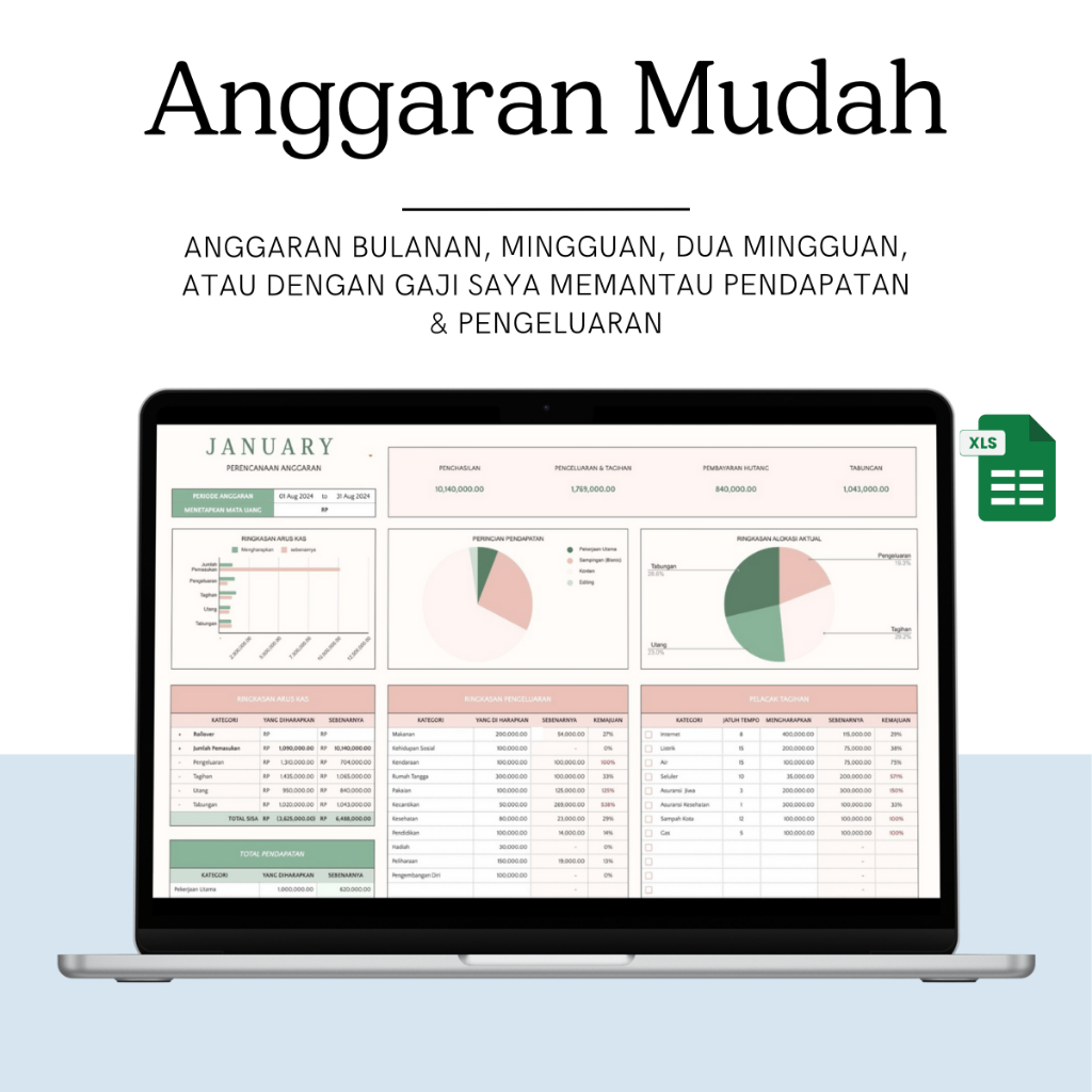 Jual Anggaran Mudah Laporan Keuangan Template Spreedsheat Budget ...