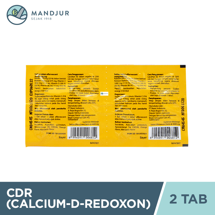 Jual CDR (Calcium-D-Redoxon) 2 Tablet - Asupan Nutrisi Kalsium Untuk ...