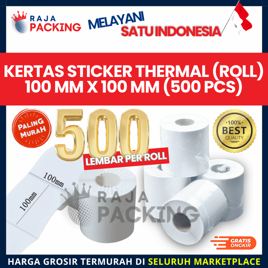 Jual Kertas Label Thermal 100MM x 100MM 500 Pcs Label Roll | Shopee ...
