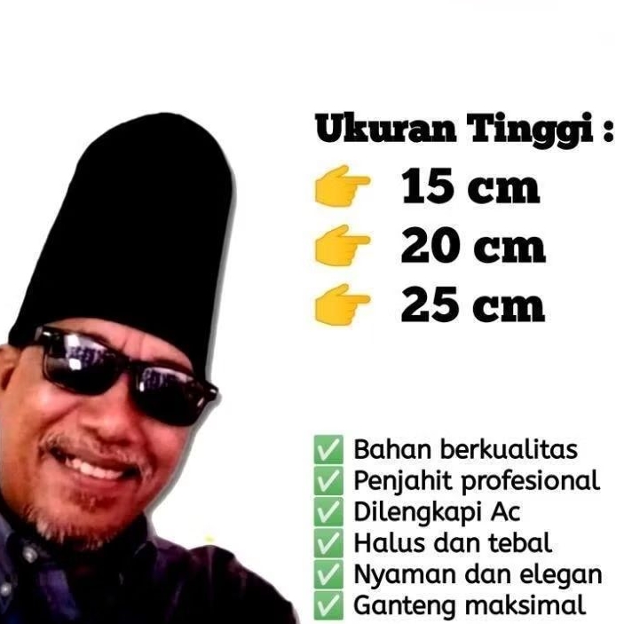 Jual Songkok Tinggi Hitam peci tinggi Hitam 15 cm/20 cm/25 cm | Shopee ...