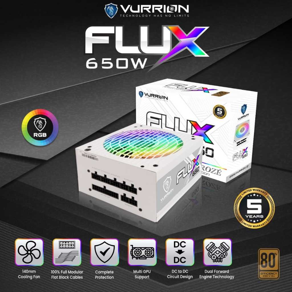 Jual Power Supply CPU PSU ATX Vurrion FLUX 650 Watt Full Modular 80 ...
