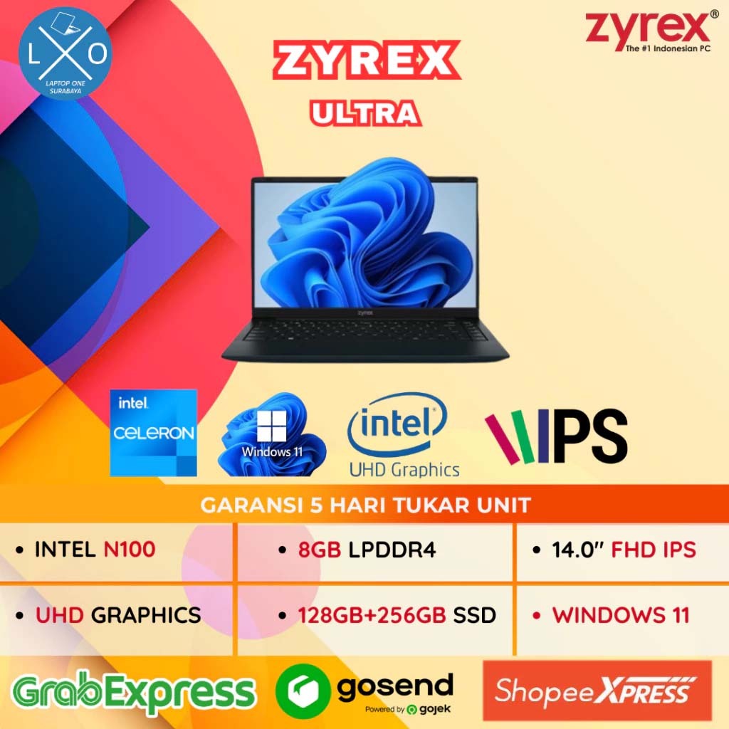 Zyrex Logo Jual ZYREX ULTRA N100 8GB 128GB 256GB W11 14.0 INCH