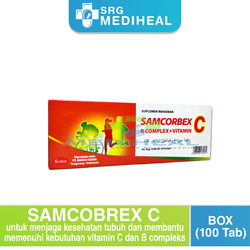 Jual Samcorbex BOX 10 Strip (Isi 100 Tablet) - Vitamin C | B Complex ...