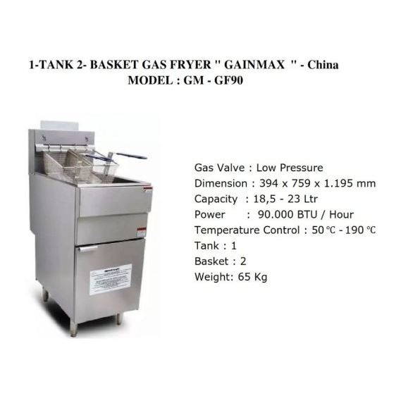 Jual Gainmax GM-GF90 Gas Deep Fryer Standing 1 Tank 2 Basket 20 Liter ...