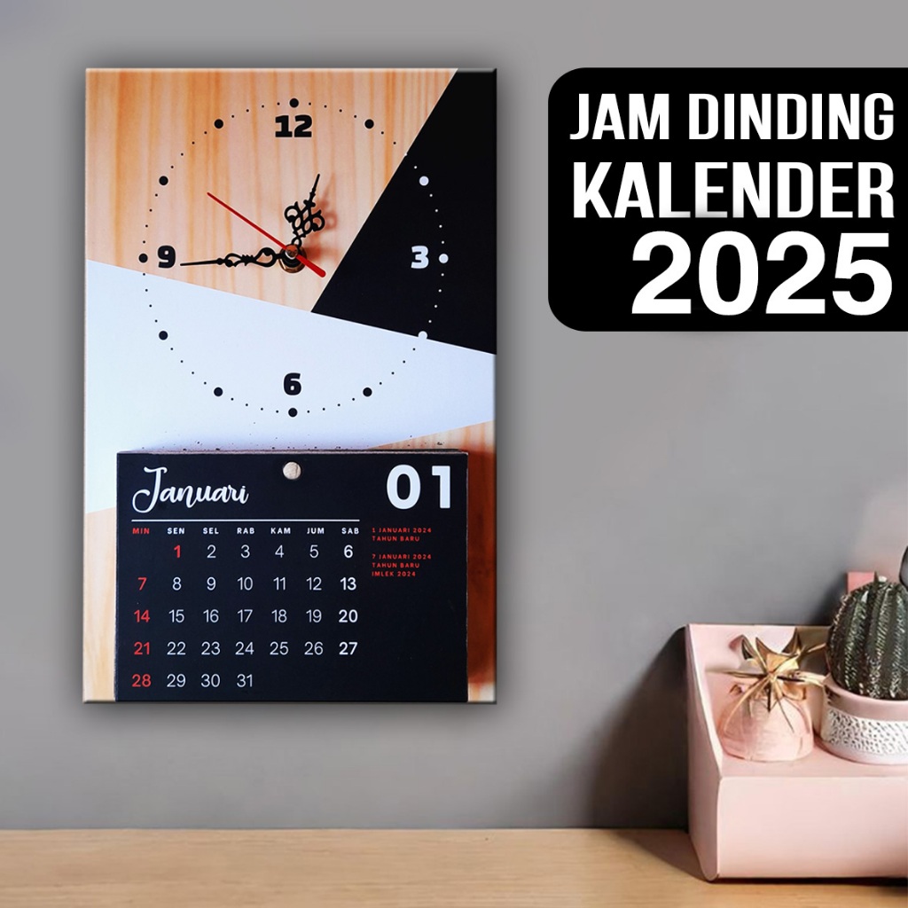 Jual Jam Dinding Dan Kalender 2025 Design Aesthetic Lengkap Dengan ...