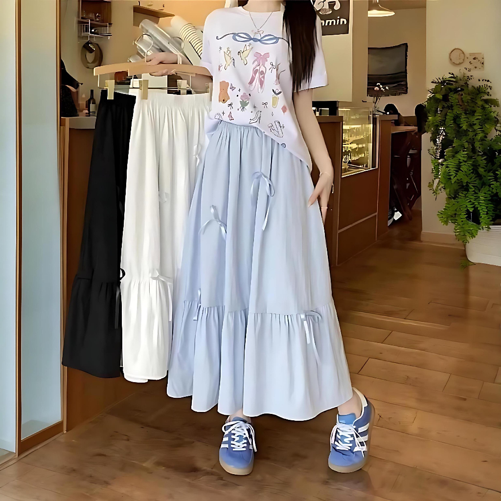 Jual JULYFASHION - Rok Ruffle Pita 01 | Ribbon Skirt | Rok Wanita Katun ...