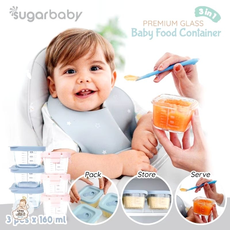 Jual SUGAR BABY PREMIUM GLASS JAR BABY FOOD CONTAINER 3 PCS BPA FREE ...