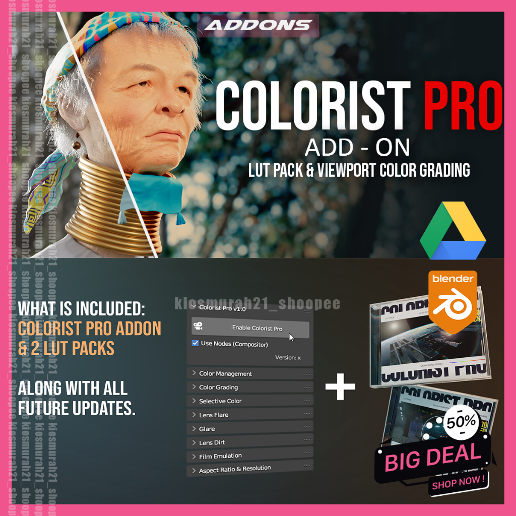 Jual Colorist Pro - Luts & Viewport Color Grading 3D Blender addons ...