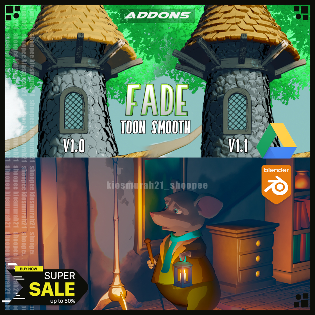 Jual Fade Toon Asset Pack 3D Blender addons Plugin Terbaru Blender 3D ...