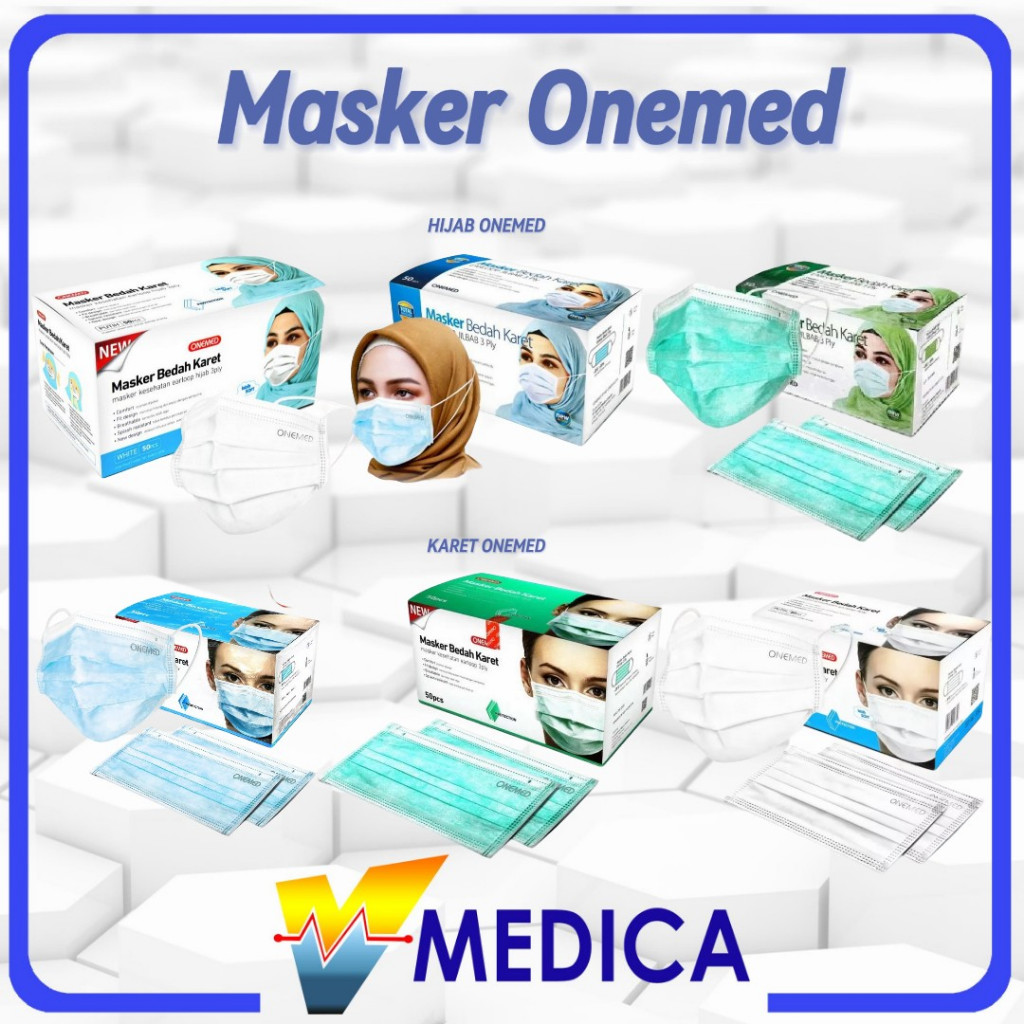 Jual Masker Medis Onemed 3ply /Masker Jilbab 3ply Onemed/Masker Karet ...