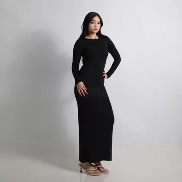 Dress Arisha Casual Long Dress Wanita Knit Kancing Korean Style Dress Press Bodycon Dress