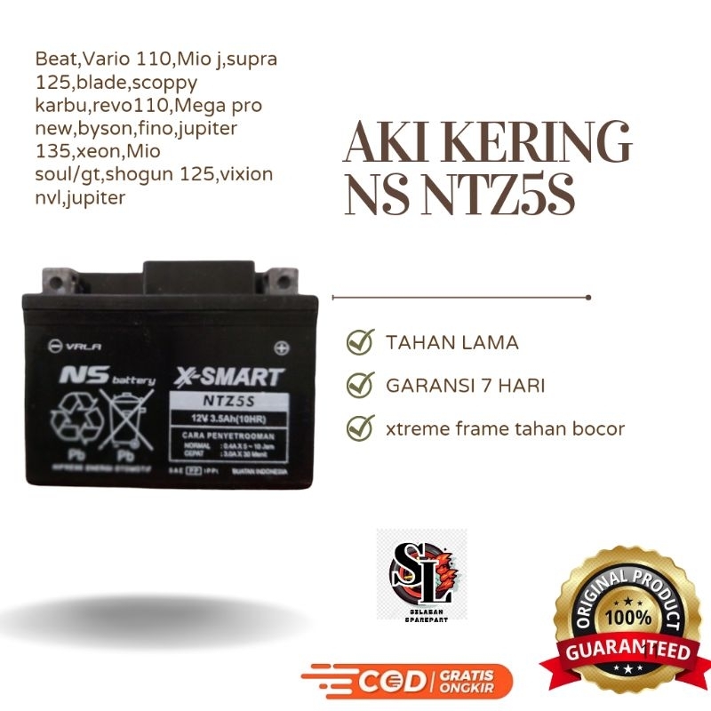 Jual Aki Motor X-SMART NS Battery GTZ5S 12V3,5AH untuk HondaBeat,Scoopy ...