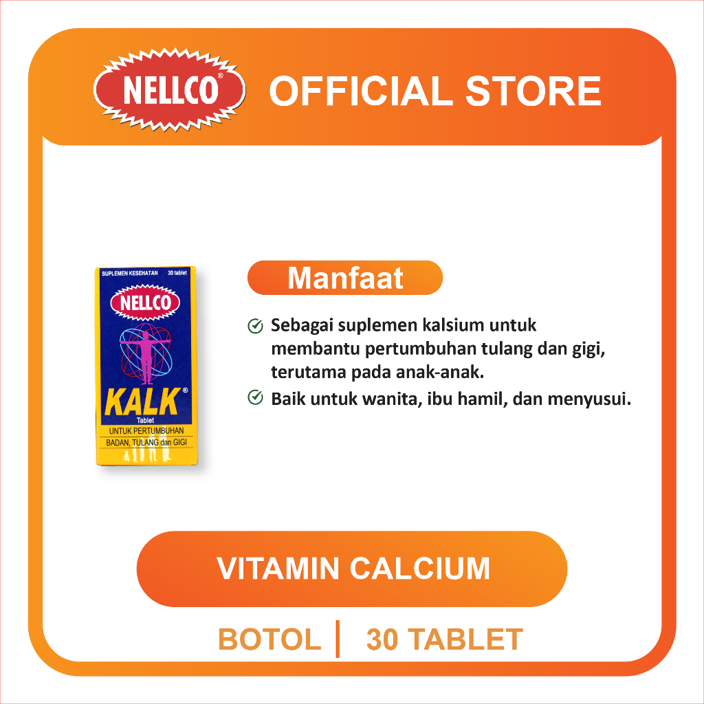 Jual Nellco Kalk Suplemen kalsium Tablet 30s | Shopee Indonesia