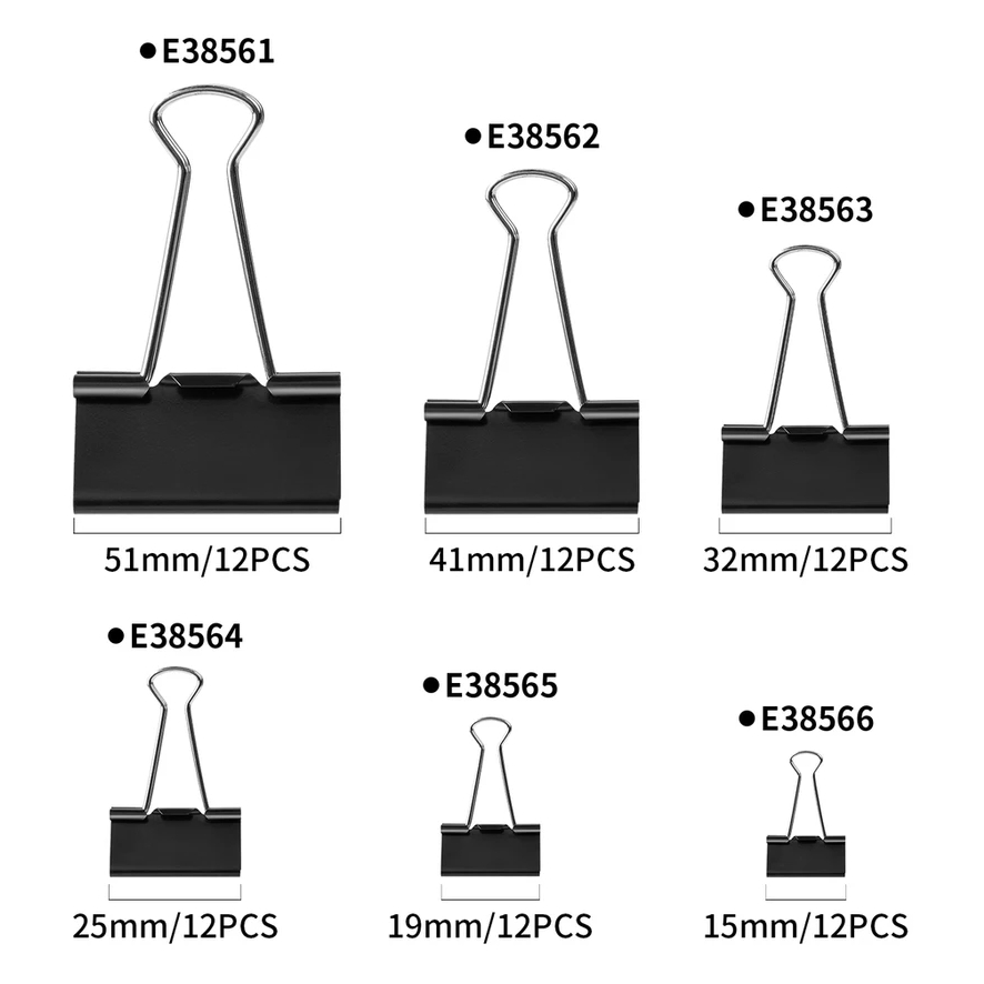 Jual DELI Binder Clip Clips Klip Penjepit Kertas 51mm 32mm 19mm Hitam ...