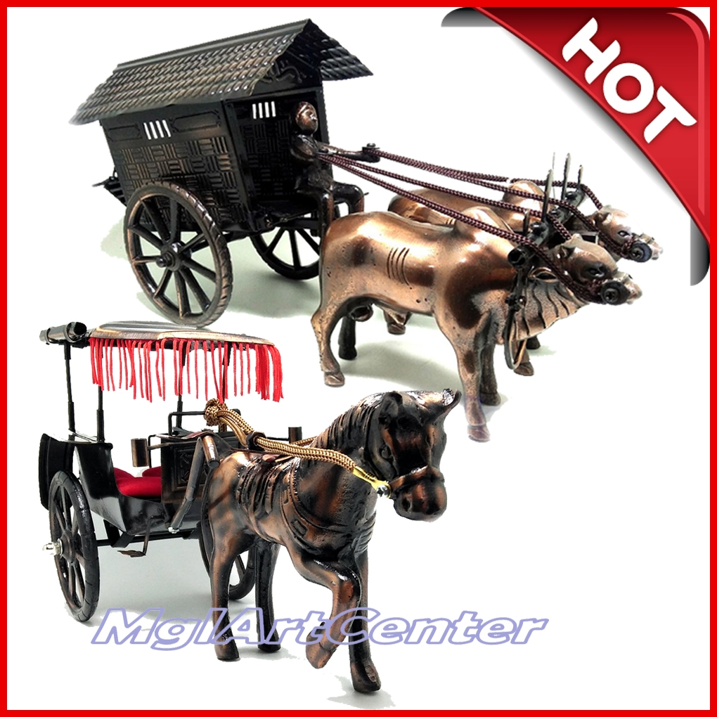 Jual Miniatur Andong Delman Kereta Kuda Gerobak Sapi Cikar Jogja Logam ...