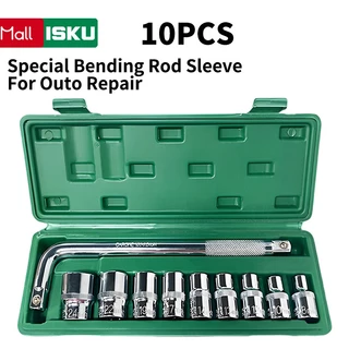 ISKU Mata kunci sok set 10Pcs Termasuk 9pcs 8-24mm 1/2 inch 6PT Mata Sock Set Dan 1pcs 1/2 Inch Gagang Sock L/Kunci Set 1/2 inch 6Pt Kunci Mata Shock TOOL KIT
