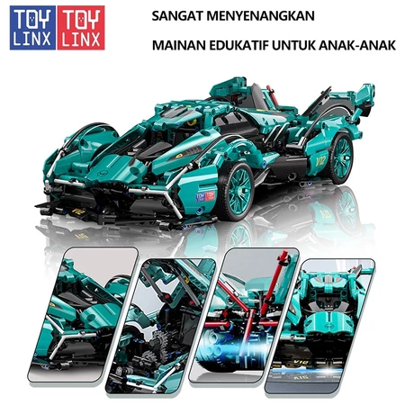 Mainan mobil blok yang bisa dipasang, roda berputar, mobil blok, hadiah mainan mobil anak-anak