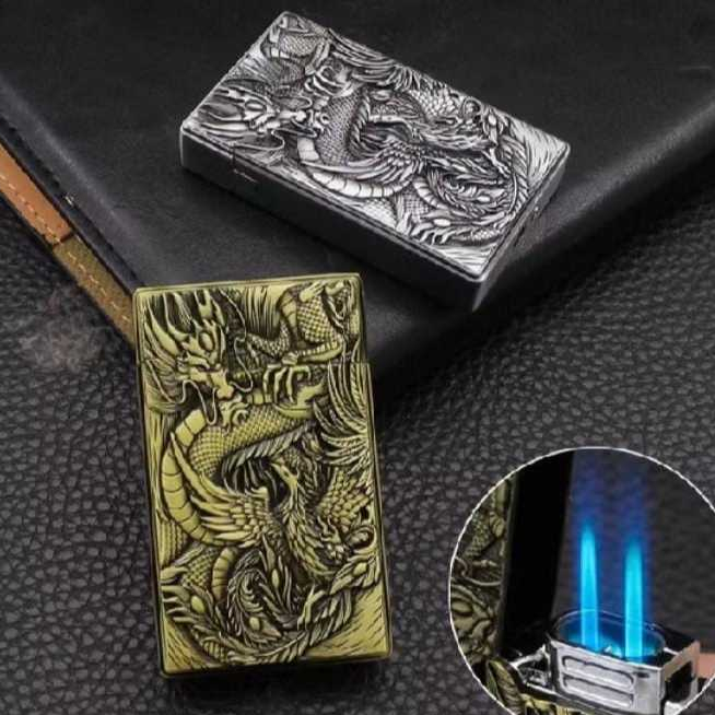 Jual Mancis Korek Api Bara Dual Las 072 Motif Naga Timbul Vintage Isi ...