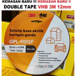 Double Tape 3M VHB Original 12 mm x 4,5 m Perekat Lem Bolak-Balik Isolasi