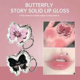 CAPPUVINI Lip Gloss Gantungan Kunci Kupu Lip Gloss Padat Lip Tint Yang Menghidrasi Lipstick