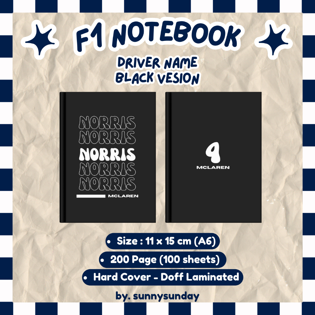 Jual A6 Notebook Buku Formula One Merch F1 Driver Name Black Version ...