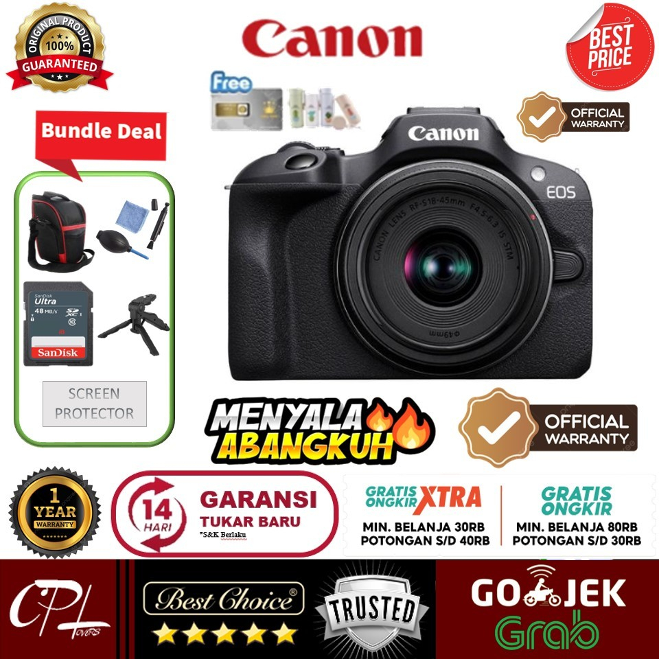 Jual Canon EOS R100 Kit 18-45mm Lens Mirrorless Camera Garansi resmi ...